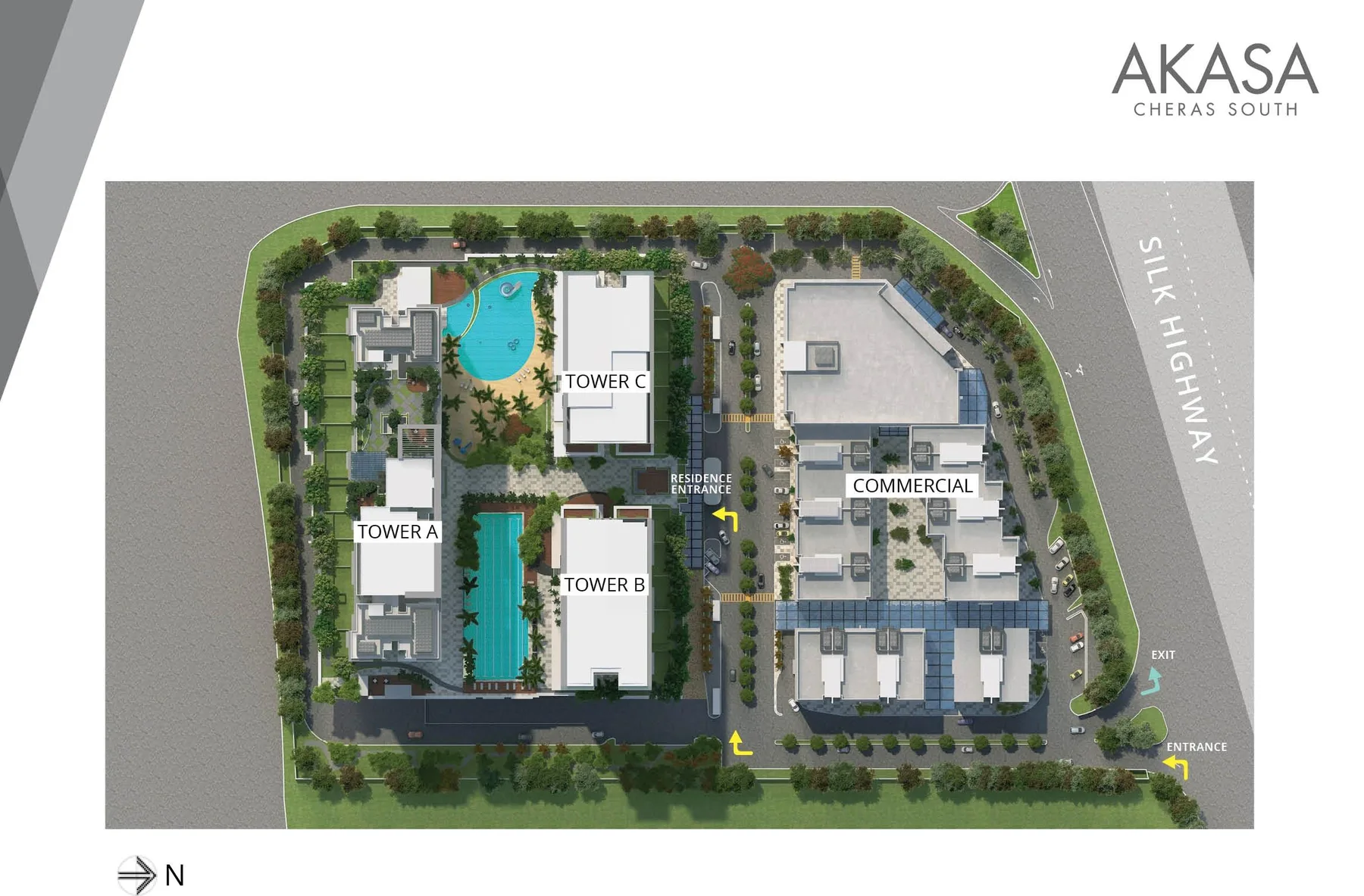 AKASA site plan showing Towers A, B and C