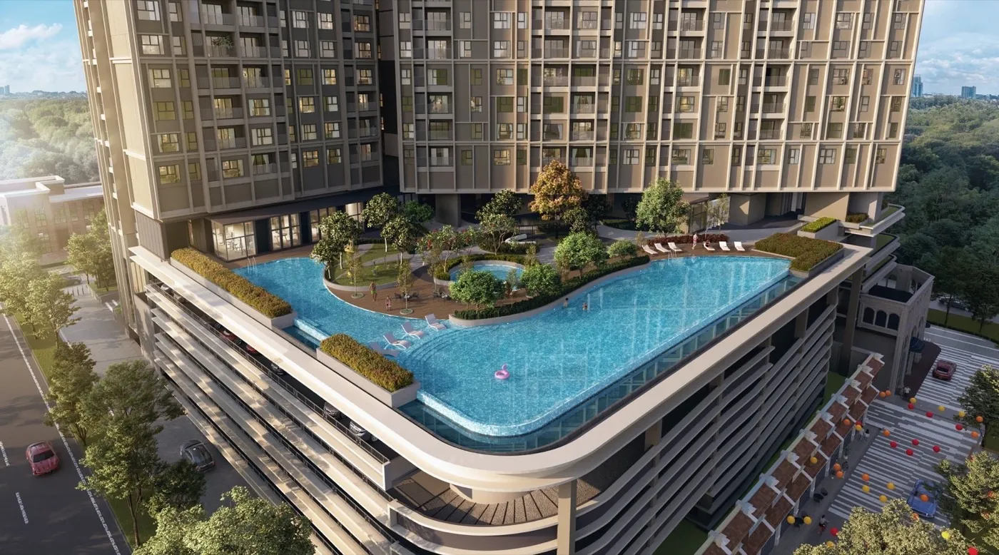 The Aldenz @ Central Park Damansara rooftop pool deck, artist's impression
