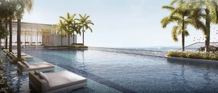 Artist's impression of the Level 7 infinity pool and sun deck at Aliva @ Mount Austin