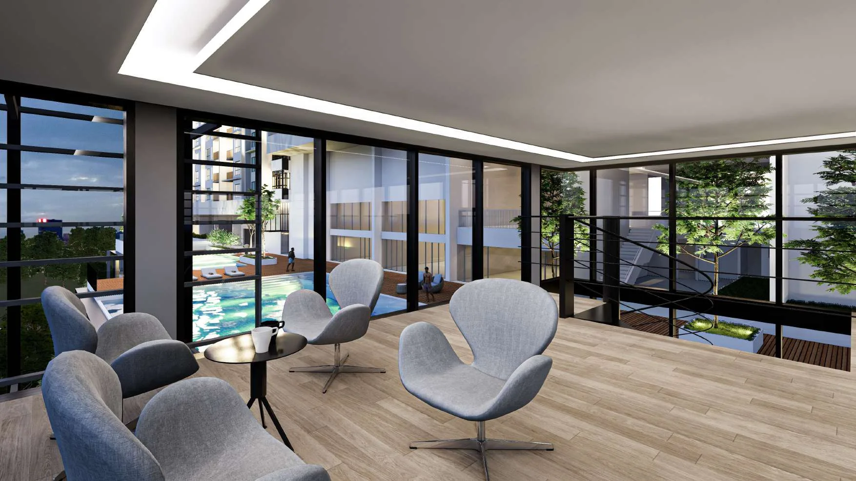 Ambience Residence lounge overlooking the pool, artist's impression