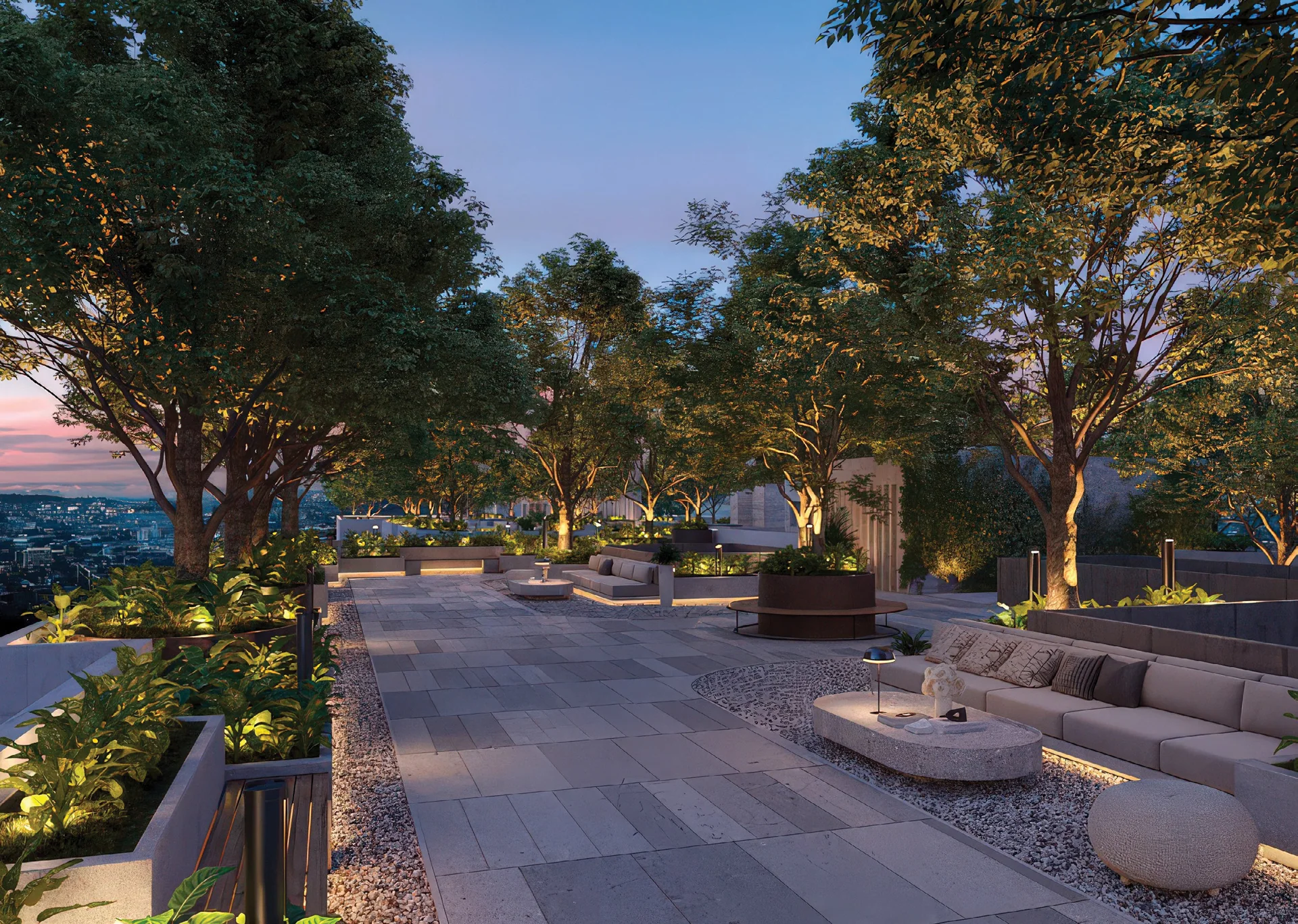 ARRA Residences rooftop retreat at dusk, artist's impression