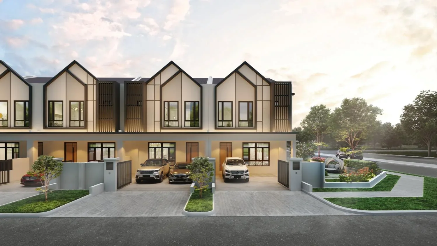 Type A double-storey terrace homes with gabled roofs at Astera @ Impian Hills, Ulu Tiram, artist's impression