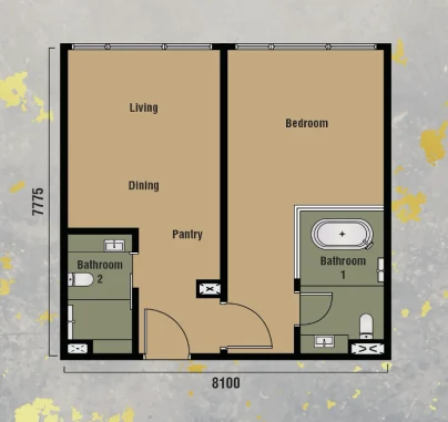 Branniganz Suitez Type B dual-key floor plan — 678 sq ft, 2 bedrooms