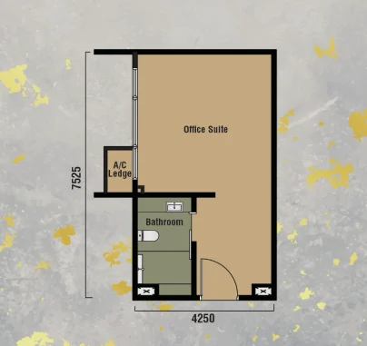 Branniganz Suitez Type D studio floor plan — 344 sq ft