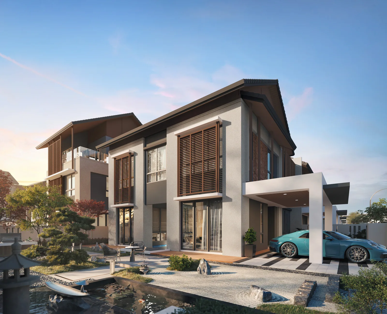 Casa D'Arcadia two-storey semi-detached home facing the water garden, artist's impression