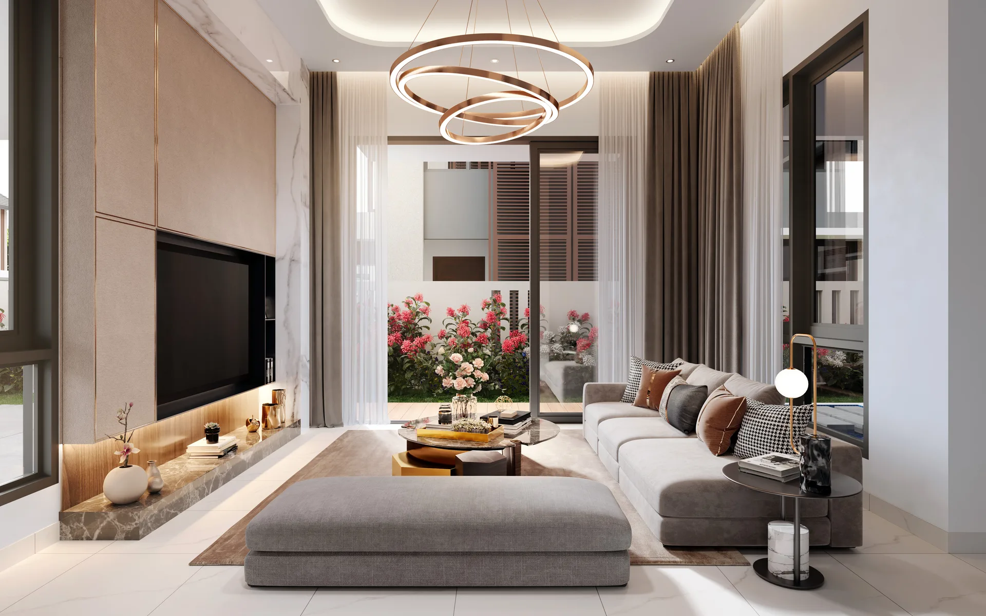 Casa D'Arcadia living room interior, artist's impression