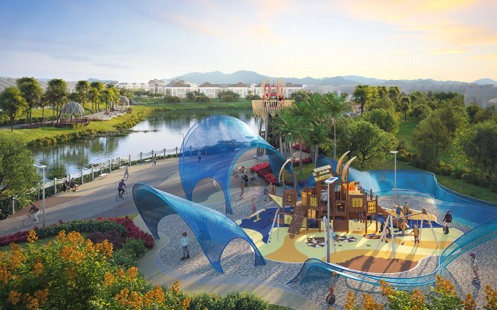Casa D'Arcadia lakeside playground and boardwalk, artist's impression