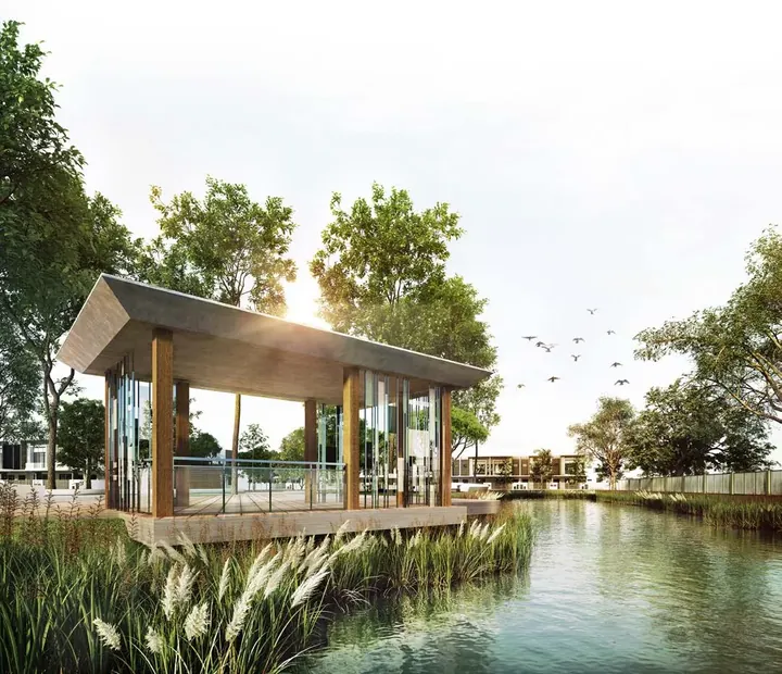Lakeside pavilion at the Danga Sutera town park, artist's impression