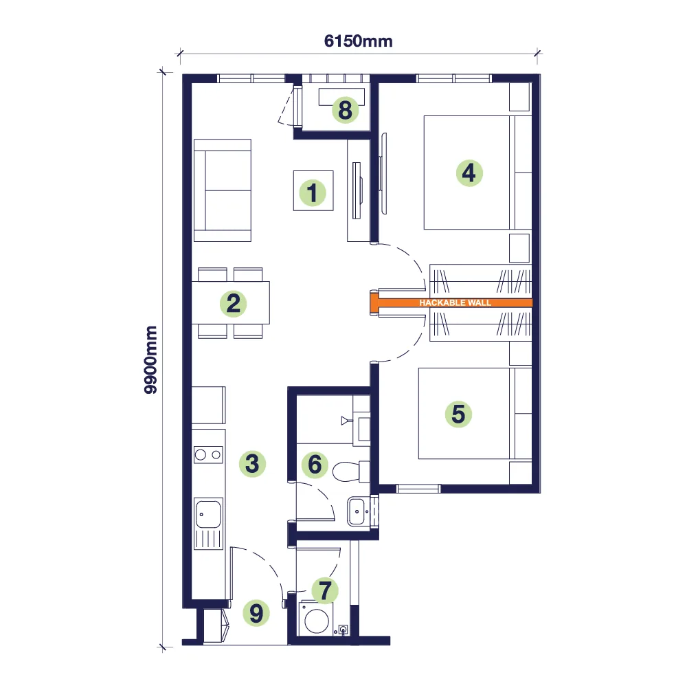 D'Nuri Residences unit floor plan — 550 sq ft