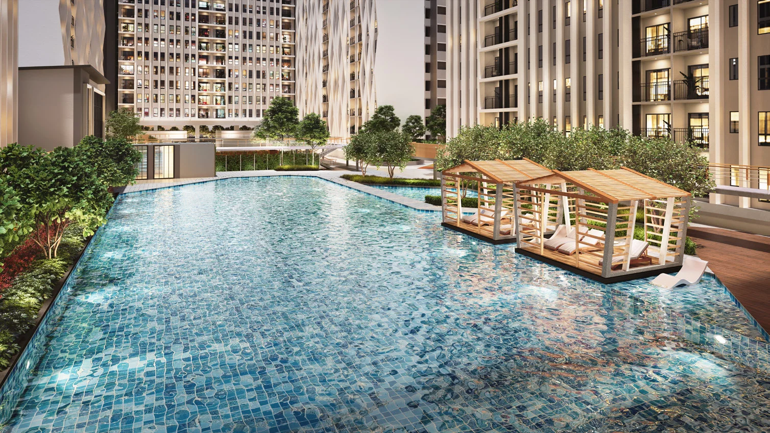 e.Sentral SmartCity pool with cabanas, artist's impression