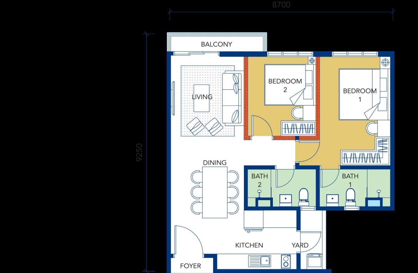 Gen Starz Residences Type B floor plan — 756 sq ft