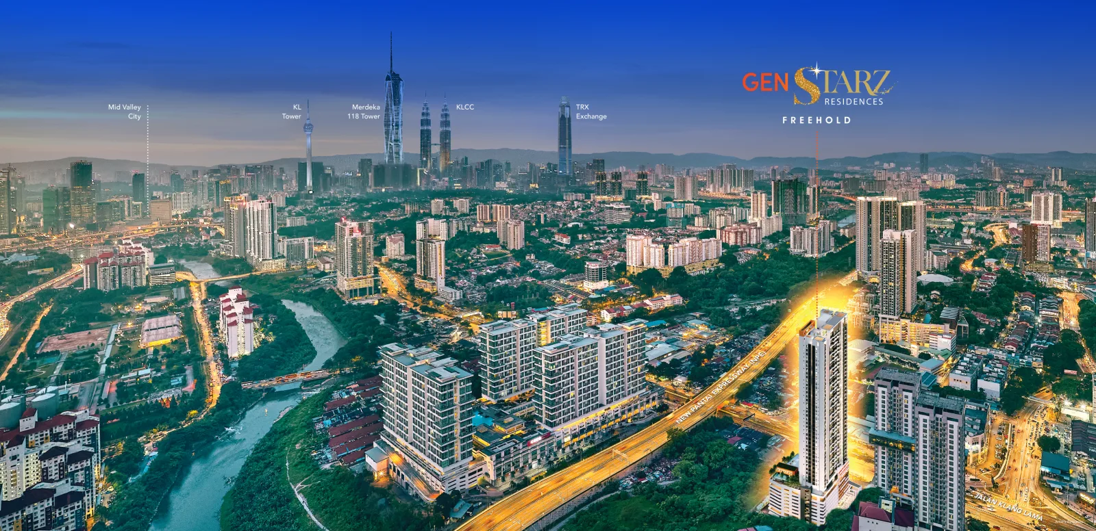 Gen Starz Residences within the Kuala Lumpur skyline, artist's impression
