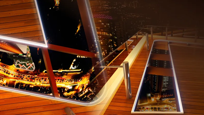 KL360 glass sky walk at night, a transparent walkway on the sky deck above Kuala Lumpur, artist's impression