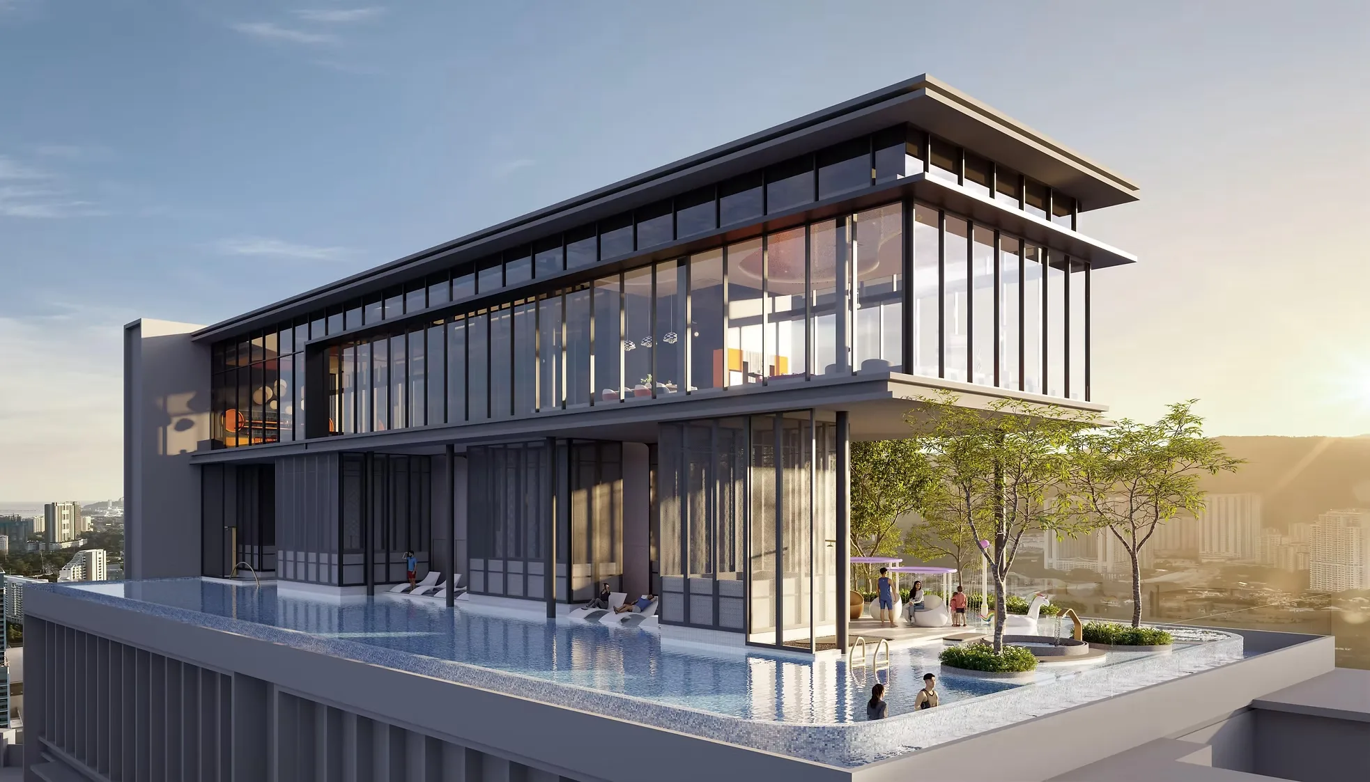 Lighthauz Phase 2 sky-level pool deck and lounge