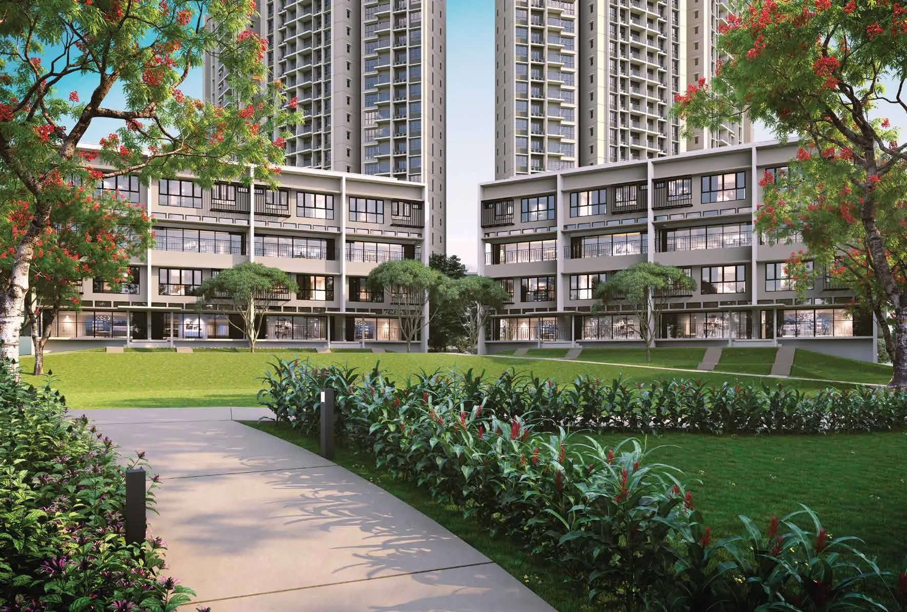 Linari parkhome blocks facing the landscaped lawn, artist's impression