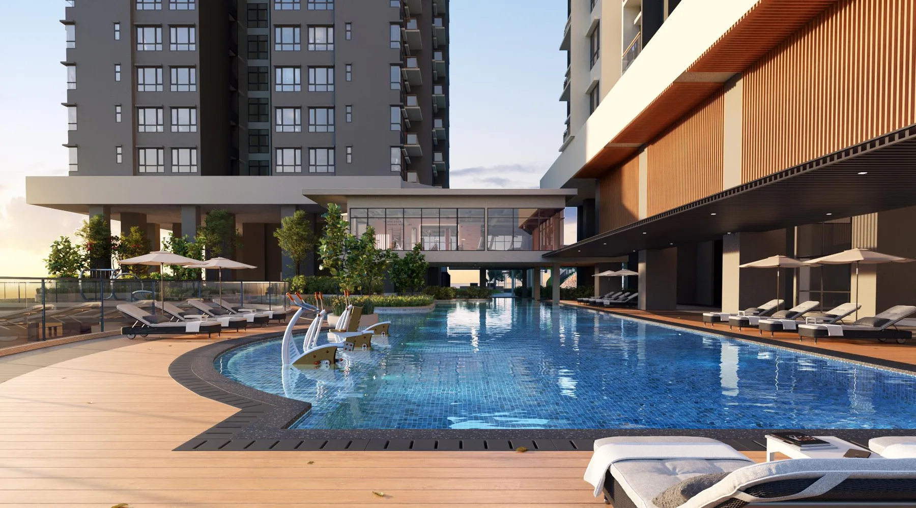 Livista 50m lap pool and aqua gym on the Level 6 podium, artist's impression