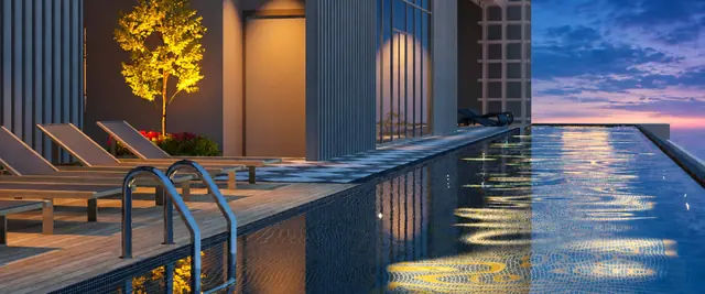 MABA Suitez Luxe Pool, the Tower A sky infinity pool on Level 53A at dusk, artist's impression
