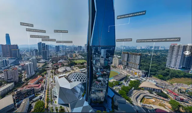 View from the MABA Suitez site toward Merdeka 118, Stadium Merdeka and the Maharajalela monorail station