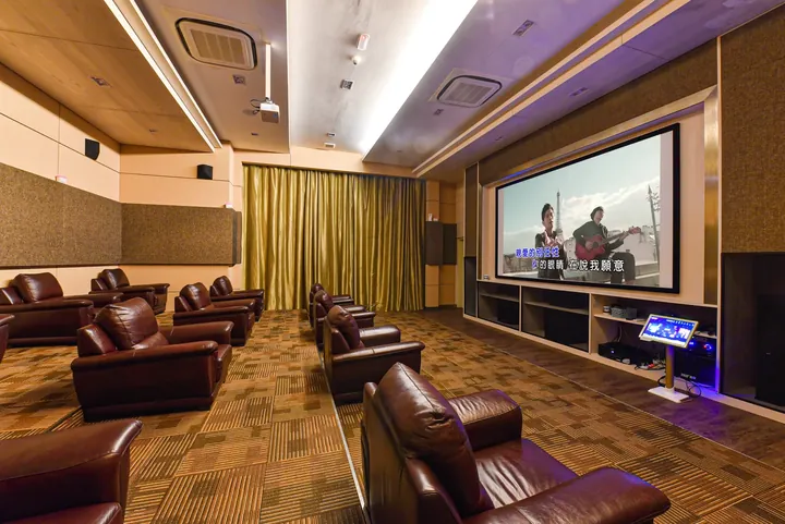Karaoke and private cinema room with reclining seats at Macrolink Medini