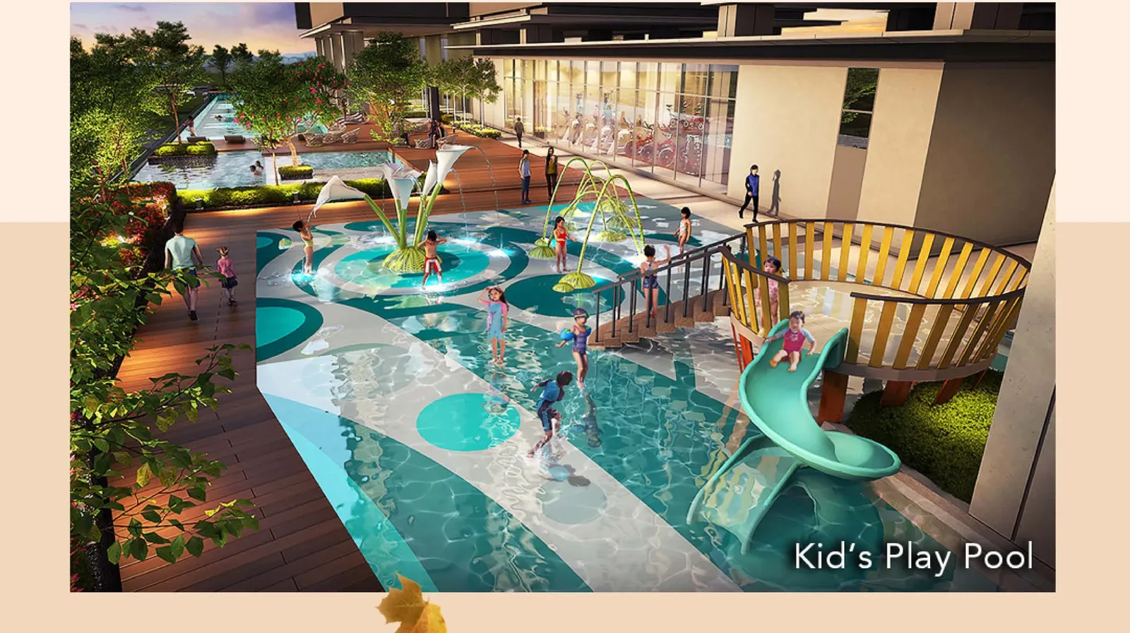 Kids play pool at The Maple Residences