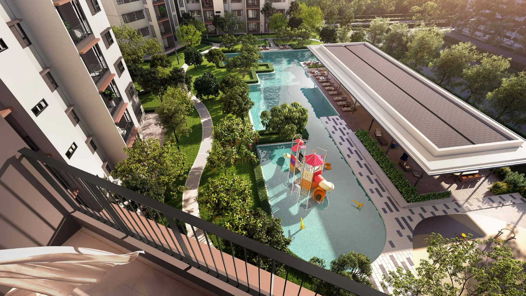 Myra Senja water play area seen from above, artist's impression