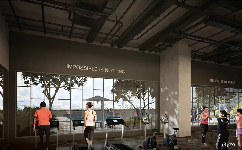 Southkey NADI Residences gym with garden views, artist's impression