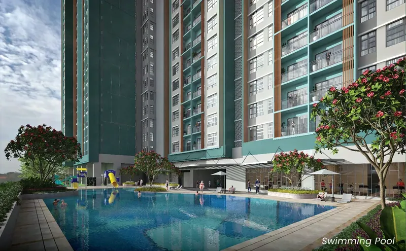 Southkey NADI Residences swimming pool and wading pool on the Level 8 facilities deck, artist's impression