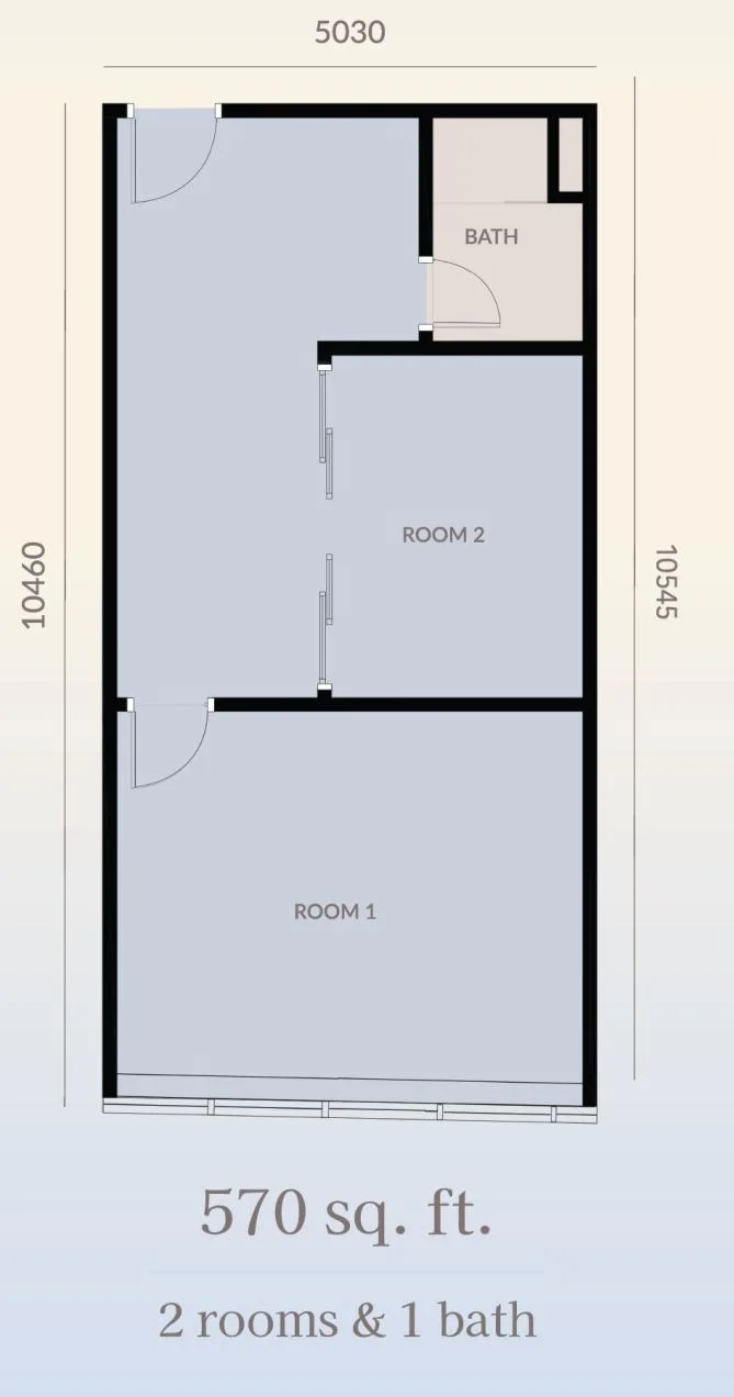 Platinum Premium Suites 2-room floor plan — 570 sq ft, 1 bathroom