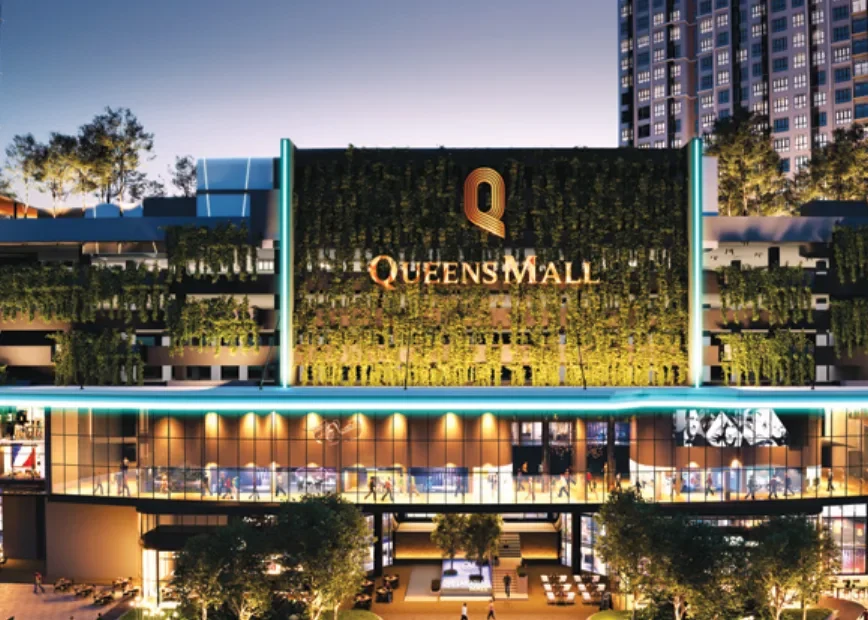 Queens Mall facade with vertical greenery, part of the Queensville development, artist's impression