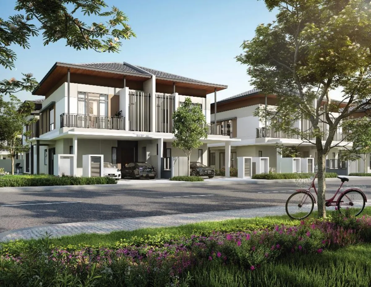 Quinton Residences @ Bandar Seri Coalfields two-storey link home facade, artist's impression
