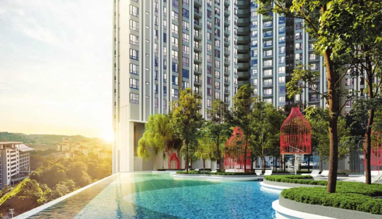 Ren Residence Bukit Jalil swimming pool beside the residential towers, artist's impression