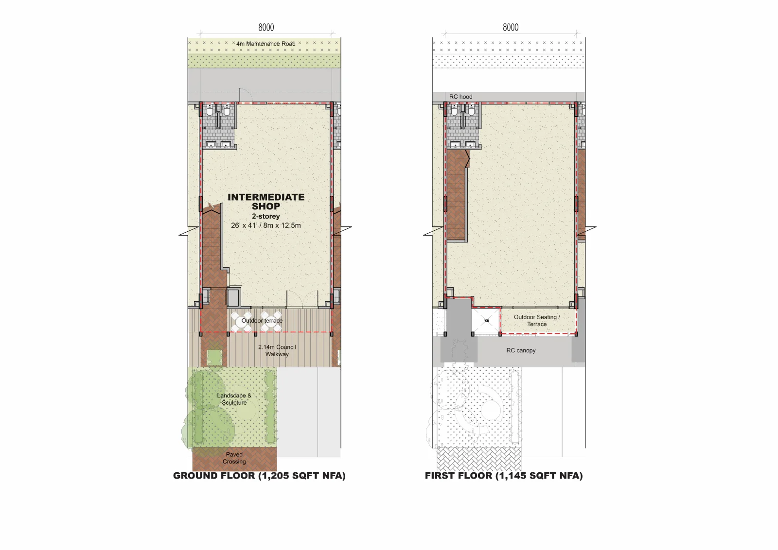 Sejati Sentral Type A intermediate shop-office floor plan — 2,350 sq ft