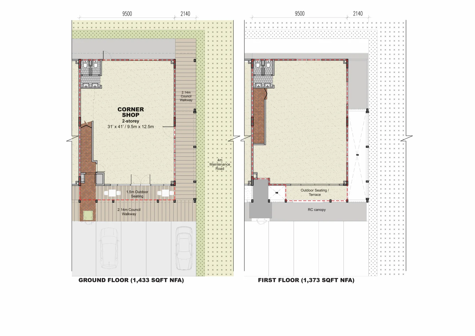 Sejati Sentral Type B corner shop-office floor plan — 2,806 sq ft