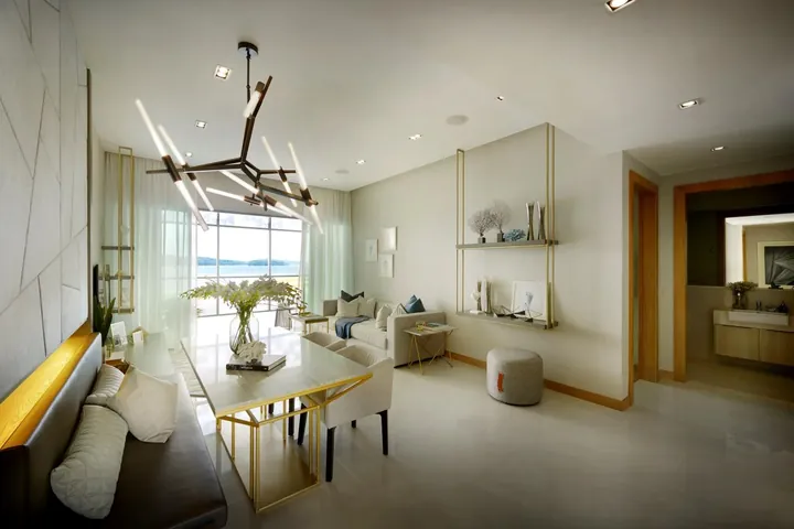 Living and dining area in the Type B show unit at Southern Marina Residence