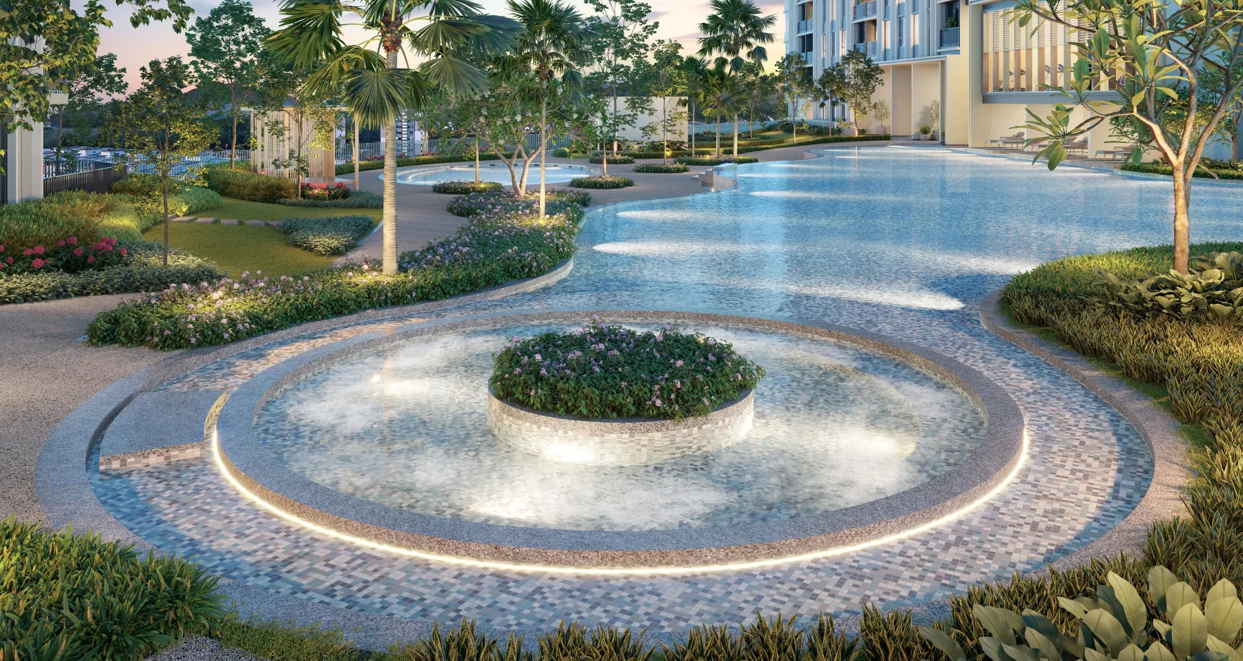 Stellaris water feature and resort pool deck, artist's impression