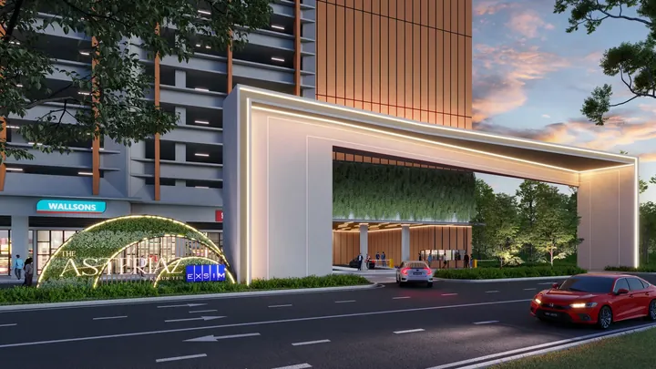 Artist's impression of the arrival drop-off and entrance gateway at The Asteriaz @ Kebun Teh