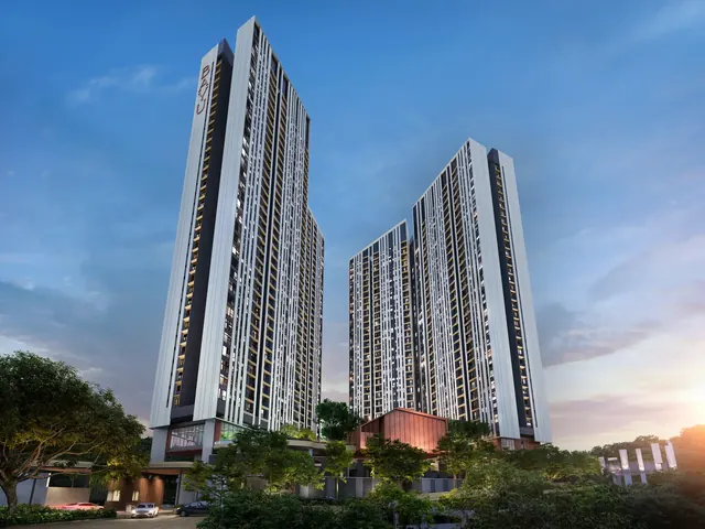 Residensi Bayu Damai Tower A and Tower B at sunset, artist's impression