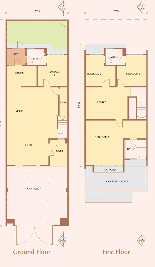 Tilia Residence Type A floor plan — 2,408 to 2,806 sq ft, 4 bedrooms