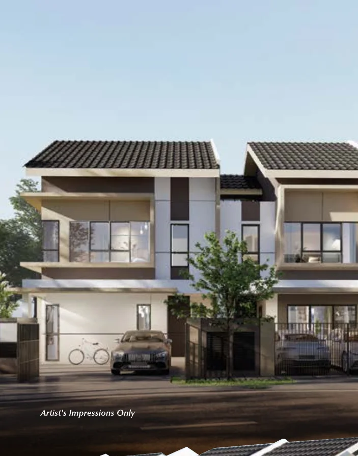 Tilia Residence Type A superlink home with car porch, artist's impression
