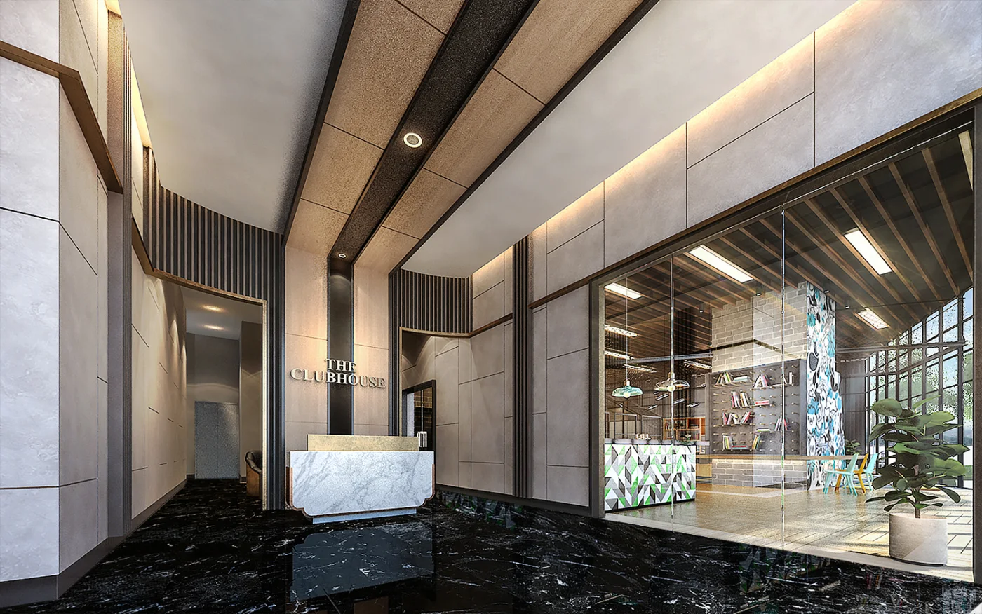 Tria Residensi clubhouse reception, artist's impression