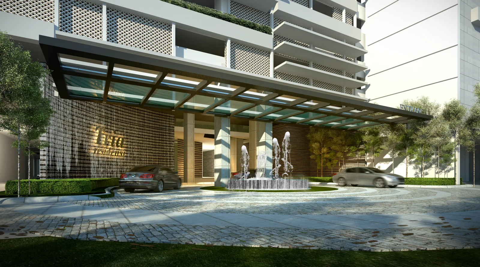 Tria Residensi Seputeh entrance drop-off and signage, artist's impression