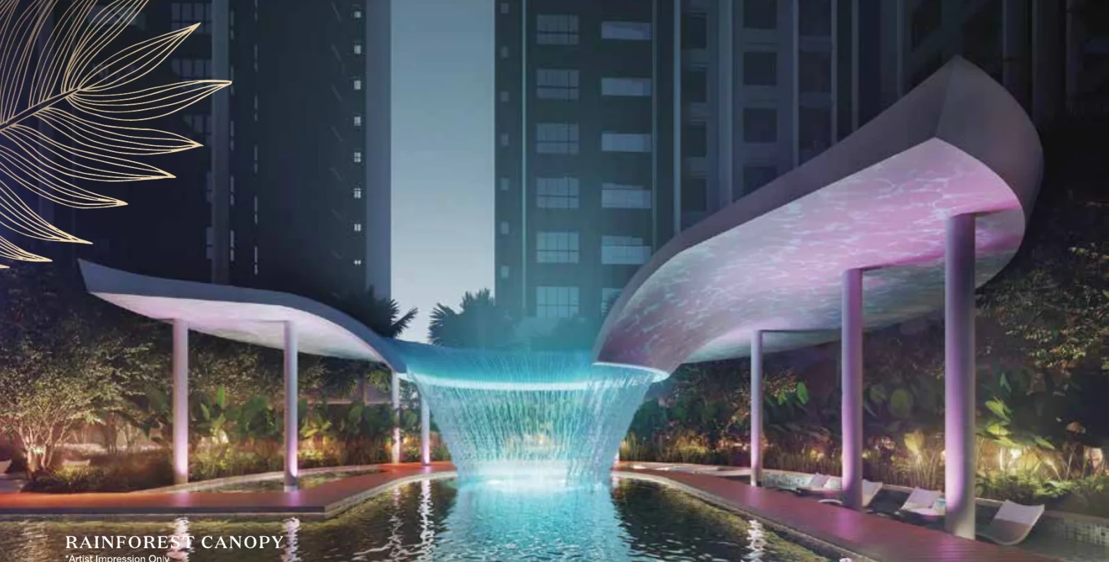 Trinity Rainfora Residences Rainforest Canopy waterfall, artist's impression